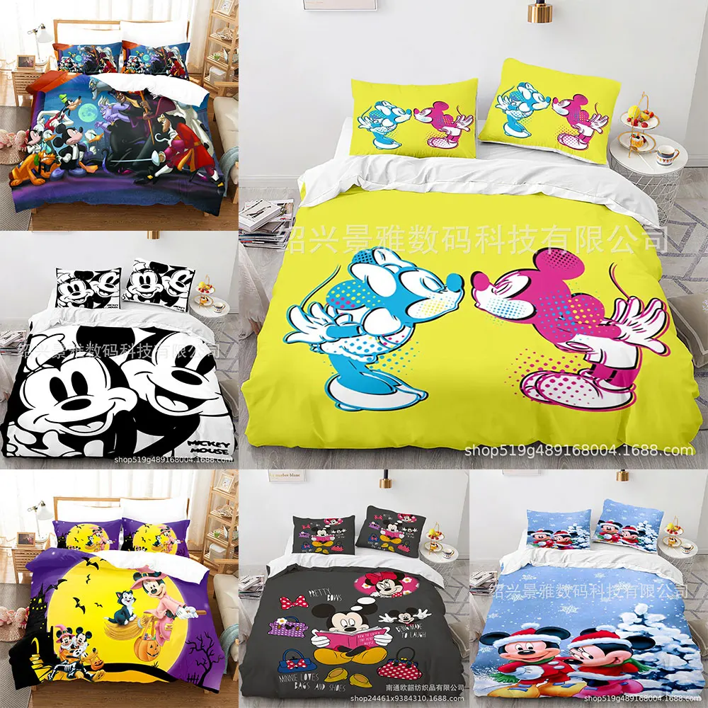 

Mickey Minnie Mouse Bedding Sets Comforter Quilt Bed Cover Duvet Cover Pillow Case 2-3 Pieces Sets Kids Adult Size Home Decor