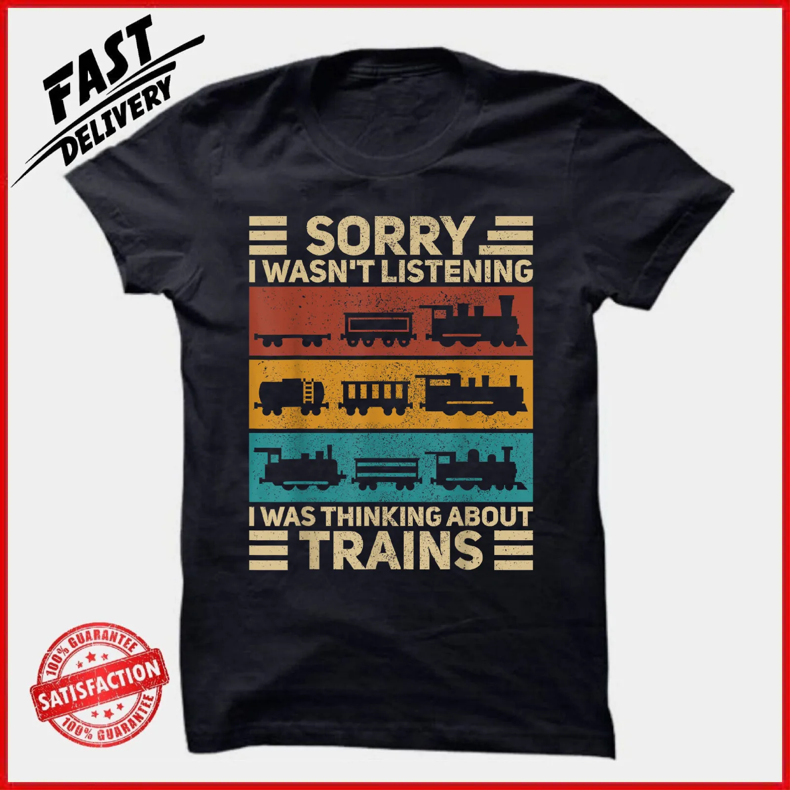 

Retro Wagon Train Lover Model Railroad Conductor Funny Train Gift Unisex T-Shirt