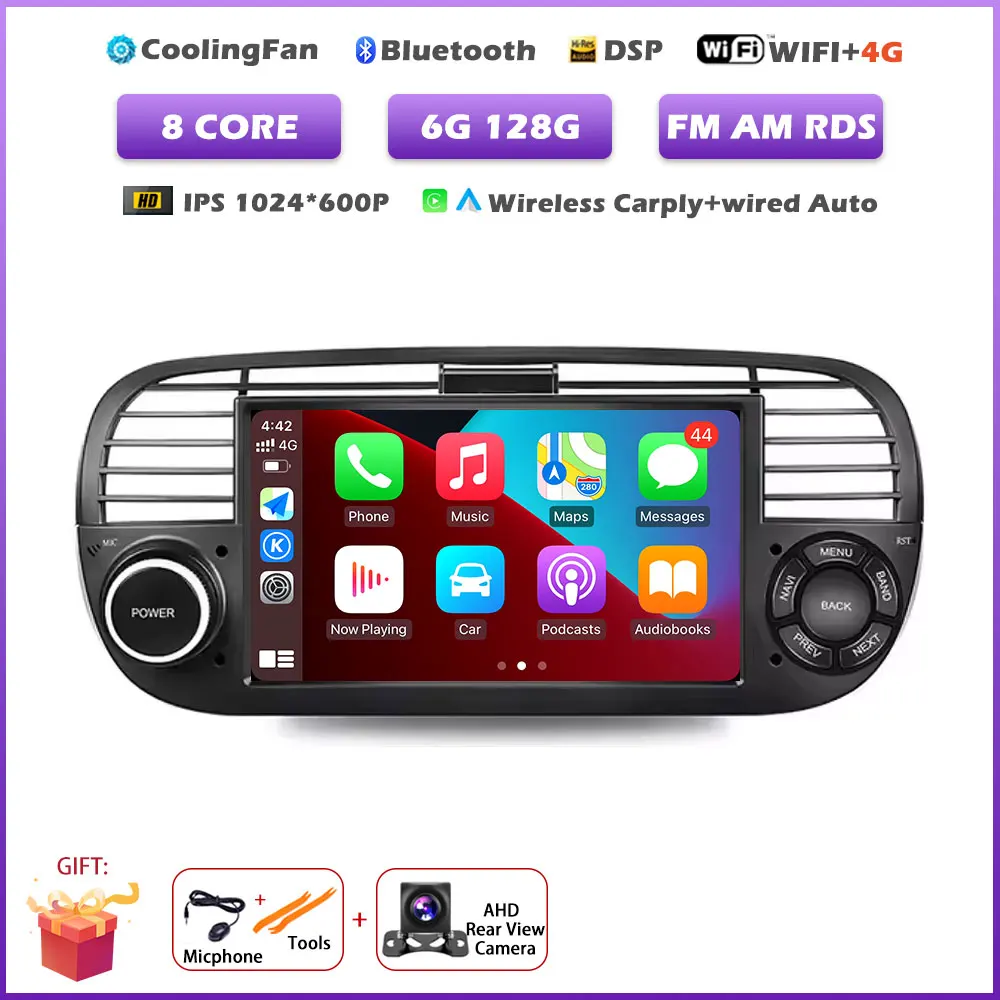 7 " Voor FIAT 500 2007-2015 GPS Navigatie Android 16 Auto Draadloze Carplay Auto Multimedia Video Speler Stereo Autoradio gereedschap BT