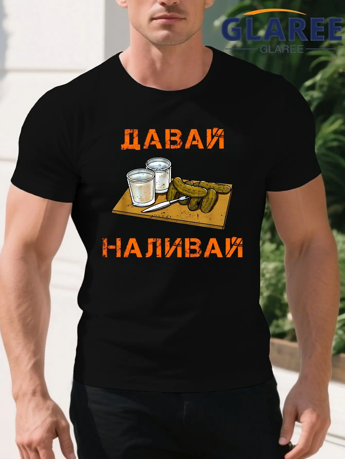 Camiseta con diseño de vodka ruso, letras cirílicas y diseño de pickleball, hecha de tela 100% gruesa, adecuada para hombres.