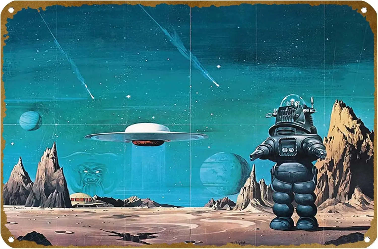 forbidden Planet Action Adventure Sci fi Robot Spaceship Movie Poster Vintage Metal Tin sign Logo Family Club Bar Cafe Bedr sign