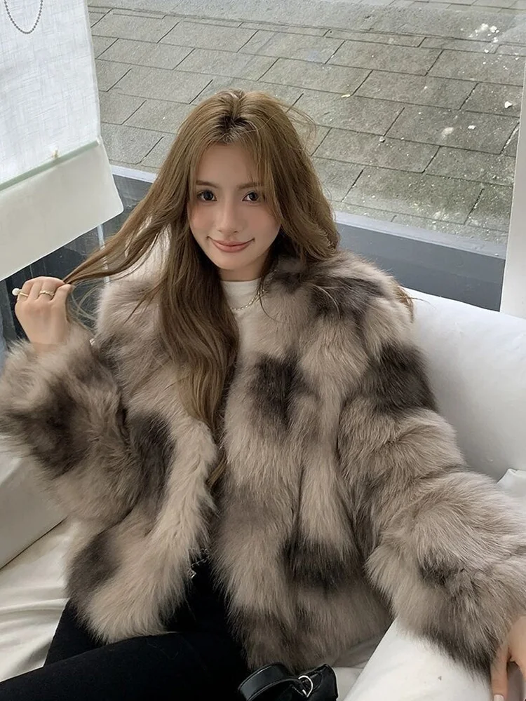 Winter Retro Faux Fur Coat Women Slim Long Sleeve Korean Elegant Jacket Vintage Warm All Match High Quality Female Outwear Tops