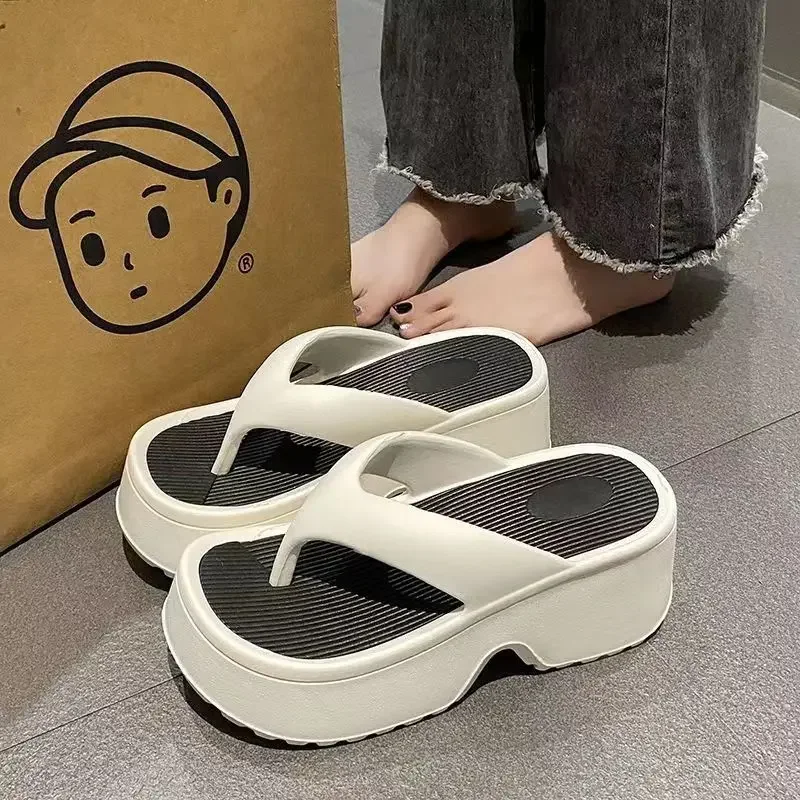 2024 Fashion Women Flip Flops Summer Beach Platform Slippers Girl EVA Indoor Casual Sandals Couples Thick Sole Non-slip Slides image 3