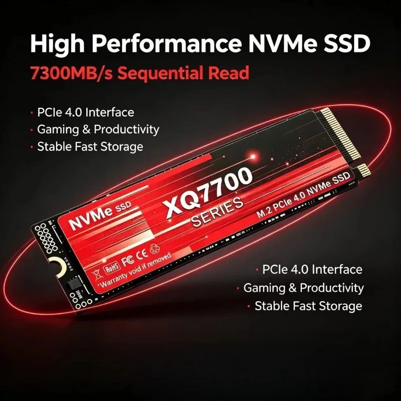Original XQ7700 500GB-4TB M.2 PCIe 4.0 NVMe SSD, 7300MB/s Max Read Speed, Internal Solid State Drive for Desktop Systems.