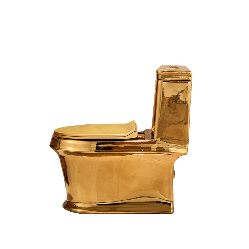 Golden ToiletHot Selling Bathroom Golden Sanitary Ware Wc One Piece Ceramic Luxury Gold Toilet