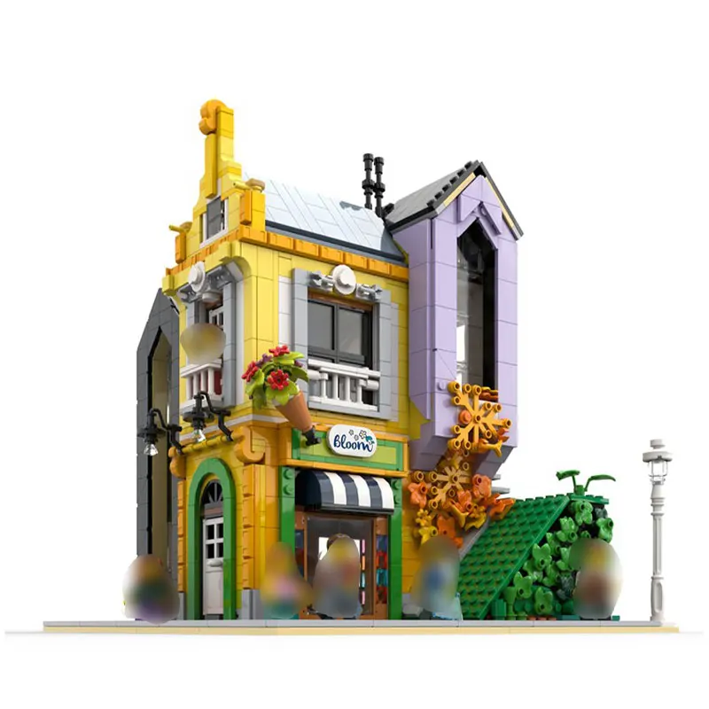 MOC- 171195   Модель блоков Unity Townhouse, сборка мелких частиц, кирпичная игрушка, подарок на день рождения, оригинальность, 1880 шт.