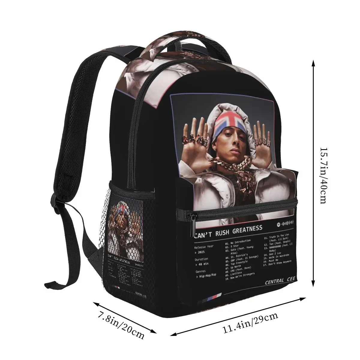 Rapper Central Cee Backpack Hot Sale Daypack Large Capacity Kids BookBag School Bag Shoulder Bags for Men Women