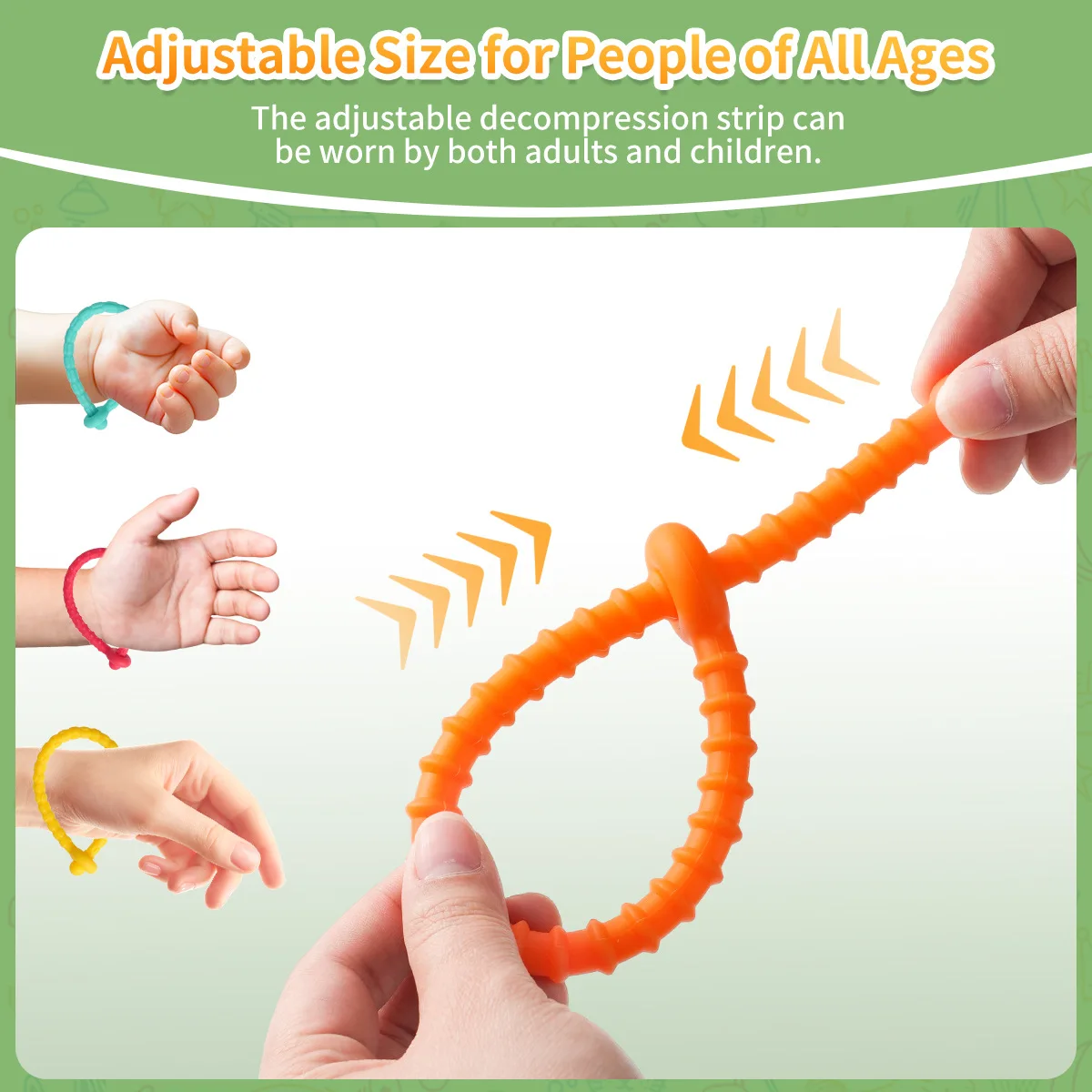 Tira sensorial de silicona para niños y adultos, juguete antiestrés ajustable, antiestrés, ansiedad, autismo, TDAH