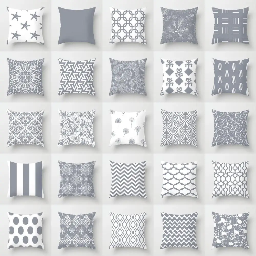 European Gray Pillowcase Geometric Pillow Cover Sofa Cushion Cover Garden Throw Pillows Hotel Outdoor Cushions car Chair 45X45cm