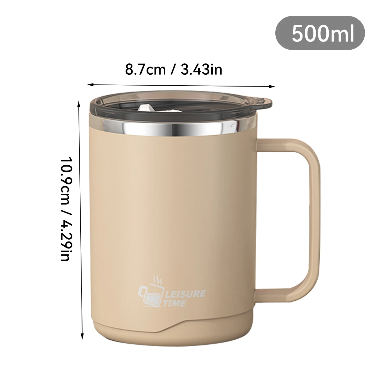 500ml Double-layer Mug 304 Stainless Steel Insulated Coffee Cup With Handle Portable Sealed Water Cup Drinkware For Student Kid image 3