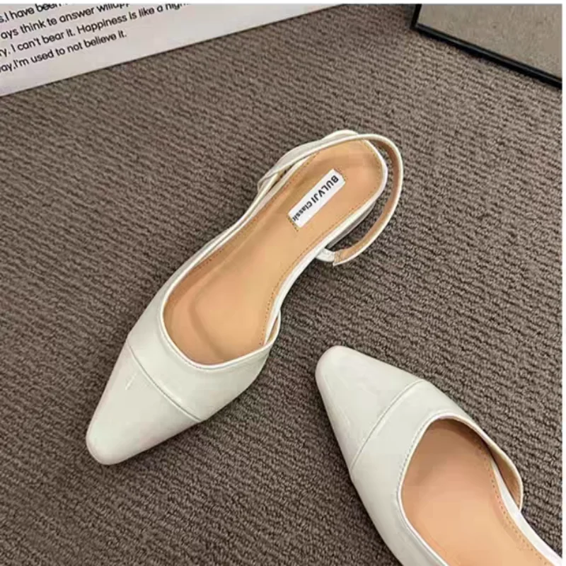 

Женские босоножки большого размера на низком каблуке с передним носком, новый летний стиль с подходящими юбками, туфли на открытом каблуке с острым носком во французском стиле