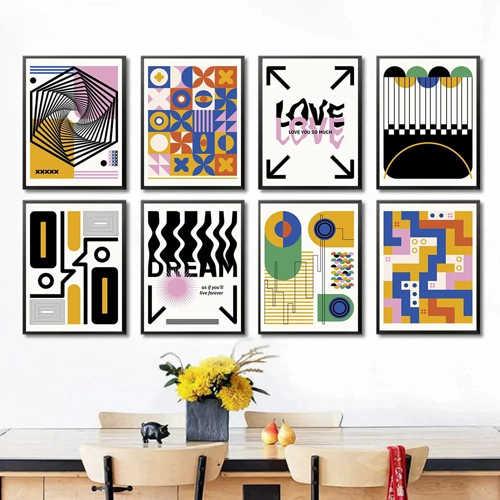 Scandinavian Simple Abstract Wall Art Bauhaus Modern Geometry HD Canvas Poster Prints Home Bedroom Living Room Decoration