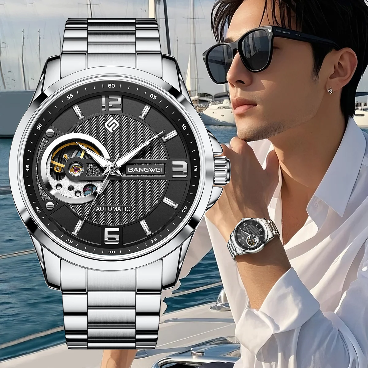 

LIGE новые роскошные механические наручные часы модные деловые автоматические часы для мужчин водостойкие светящиеся спортивные мужские часы с турбийоном