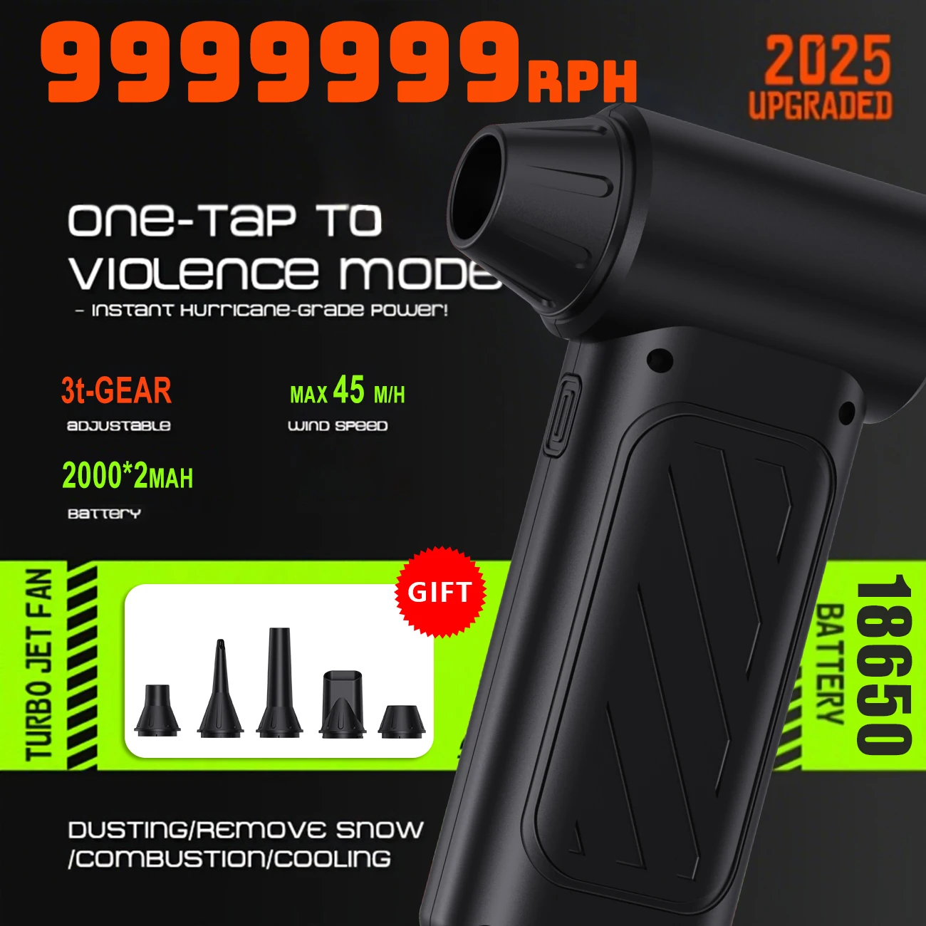 

Electric Air Duster - 9999999 Rph Super Powerful Cordless Air Blower, Three-Speed Adjustable Mini Blower, Fast Charging, Suitable for Dust Removal from Computers, Keyboards, Home, Outdoor and Cars