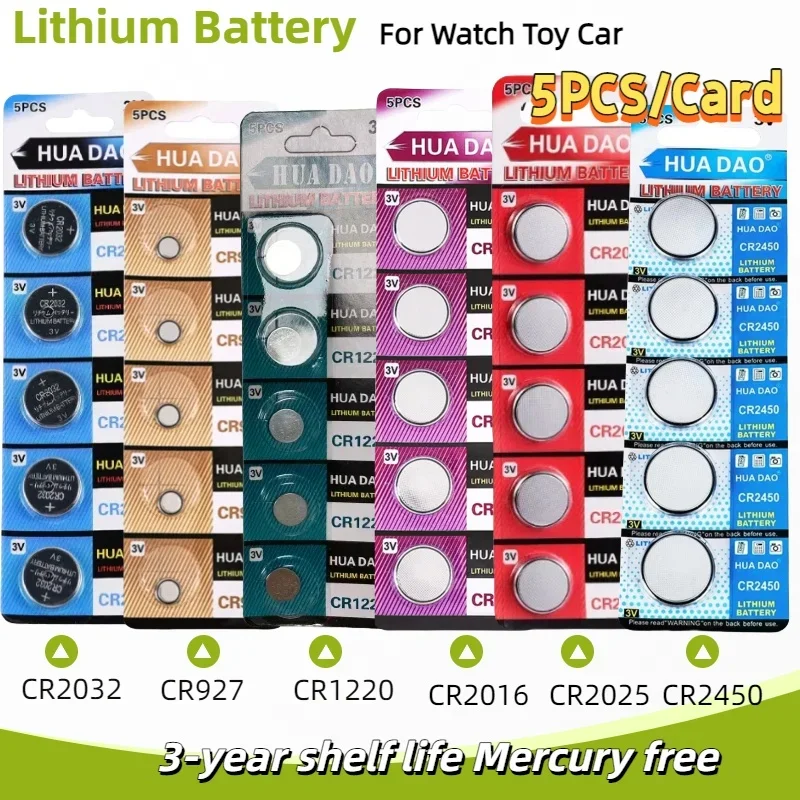Lithium Coin Cell Battery CR2032 3V, CR2025 CR2016 CR1220 CR2450 CR927 Button Cells Reliable Replacement For Watch Toy Car
