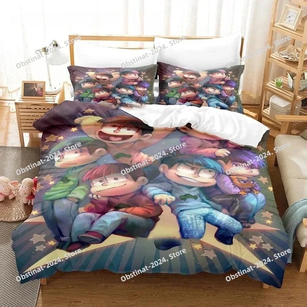 3D Print Anime Bed Sheet Set Osomatsu-san Bedding Set Printed Duvet Cover Pillowcase Single Double Style Queen King Size Sets