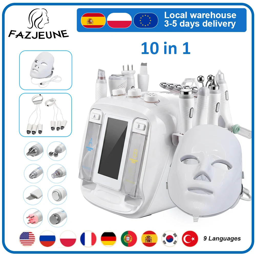 Image of Hydro-Gesichtsbehandlungsgerät, Hydro-Dermabrasion, Aqua-Peeling, Sauerstoff-Jet, feuchtigkeitsspendende Hautpflege, Schönheitsgerät, Tiefenreinigung, Mitesserentfernung, Lippenbehandlung, N8