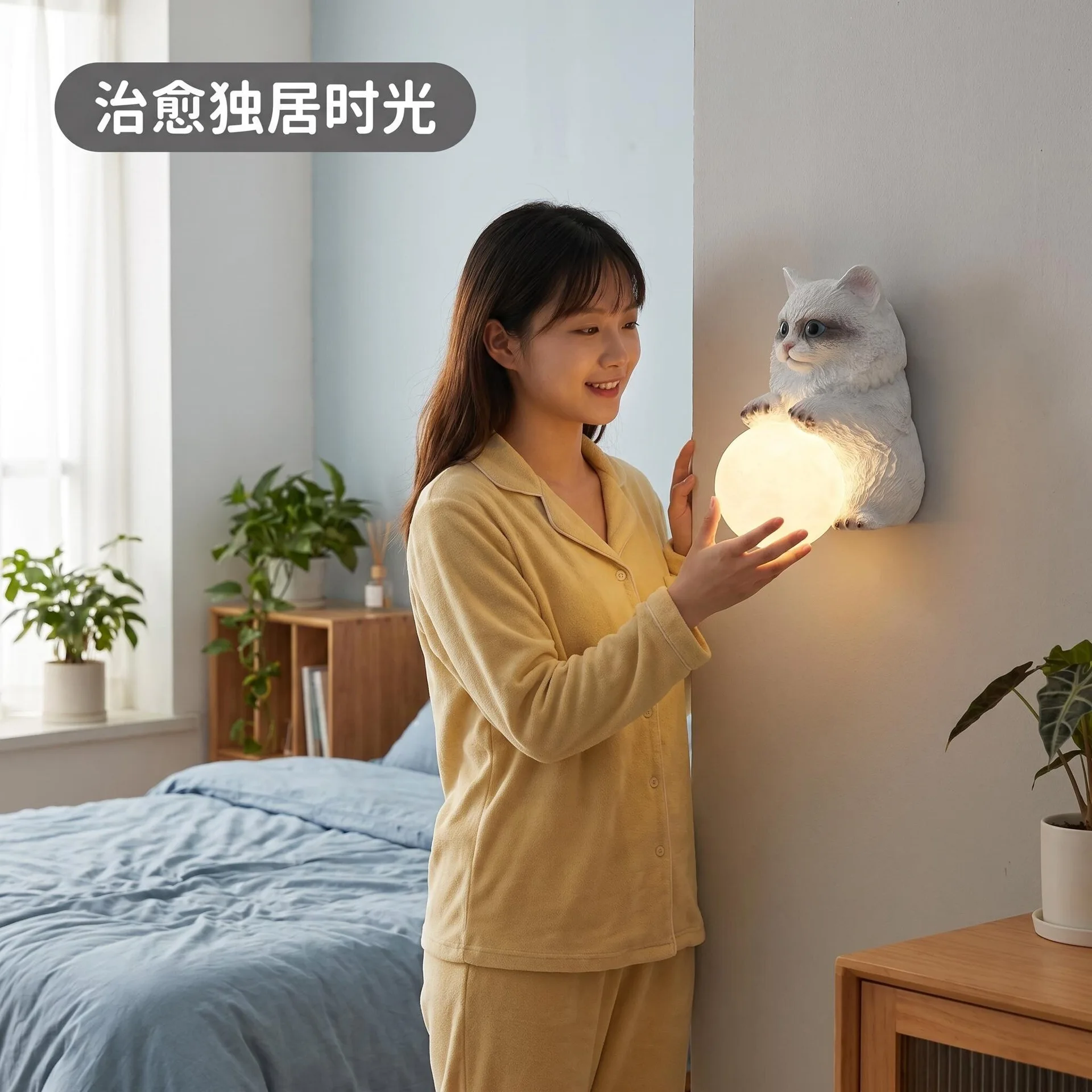 cat Moon Wall Lamp Children's - Baby Nursery Light Fixture ulasan dan harga