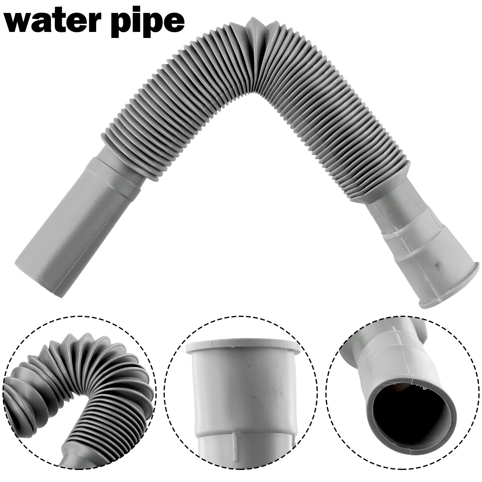Tubo flessibile di scarico Tubo flessibile 1 pz Accessori Grigio Home Washbowl Bagno Estensione Cucina flessibile Scarico dell'acqua in plastica