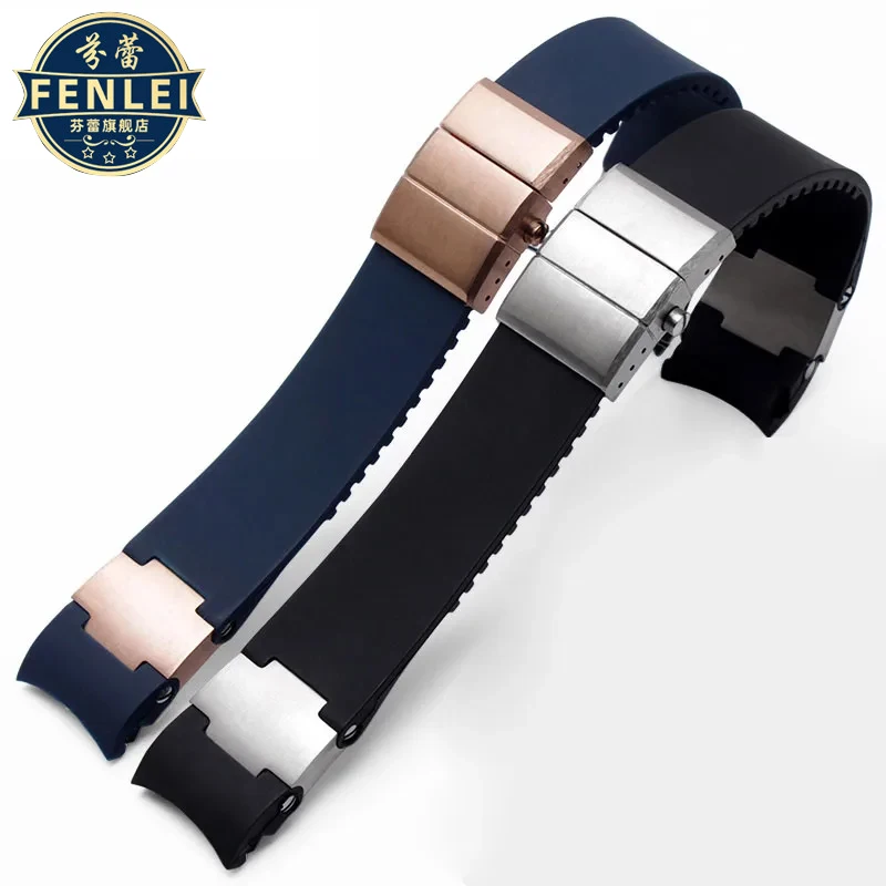 For Ulysse Nardin Curved silicone Watch Strap 263 Diving Navigation Watchband Folding Buckle Rubber Men's Watch chain 22MM Belt