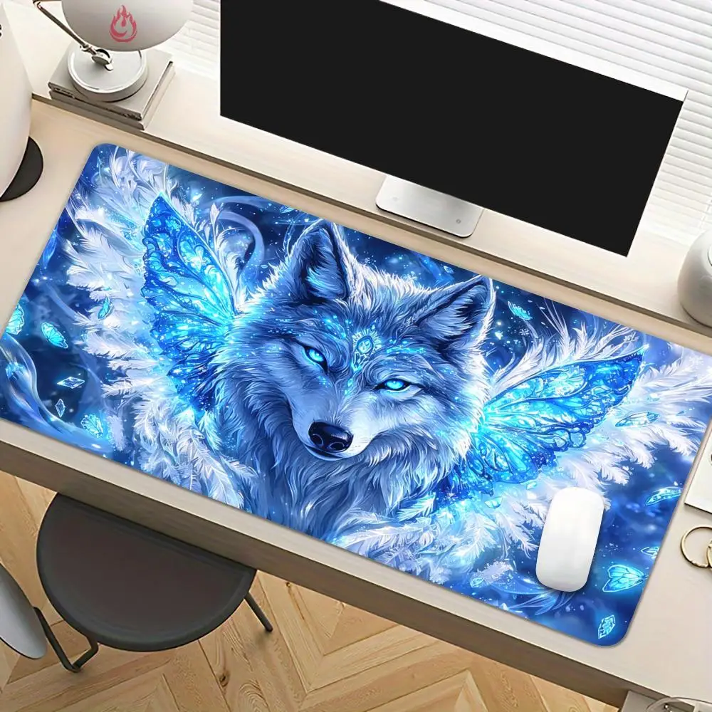 Mysterious Giant Wolf Mouse Pad Desk Mat with Stitched Edge XXL Mousepads Rubber Anti-slip Gamer Keyboard Rug Gaming Mats