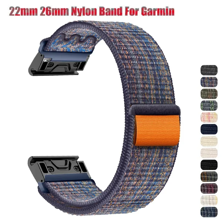 22mm 26mm Nylon Quick Fit Strap for Garmin Fenix 7X 7 Pro Fenix 6X 6 5X 5Plus Tactix 7 Forerunner 965 955 Enduro 2 Loop Band