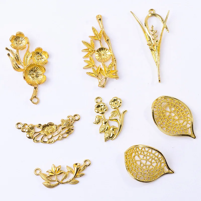 Antique alloy small flower branches, hollow leaves, flower chips, alloy accessories DIY bride ancient clothing shoes and bags ac