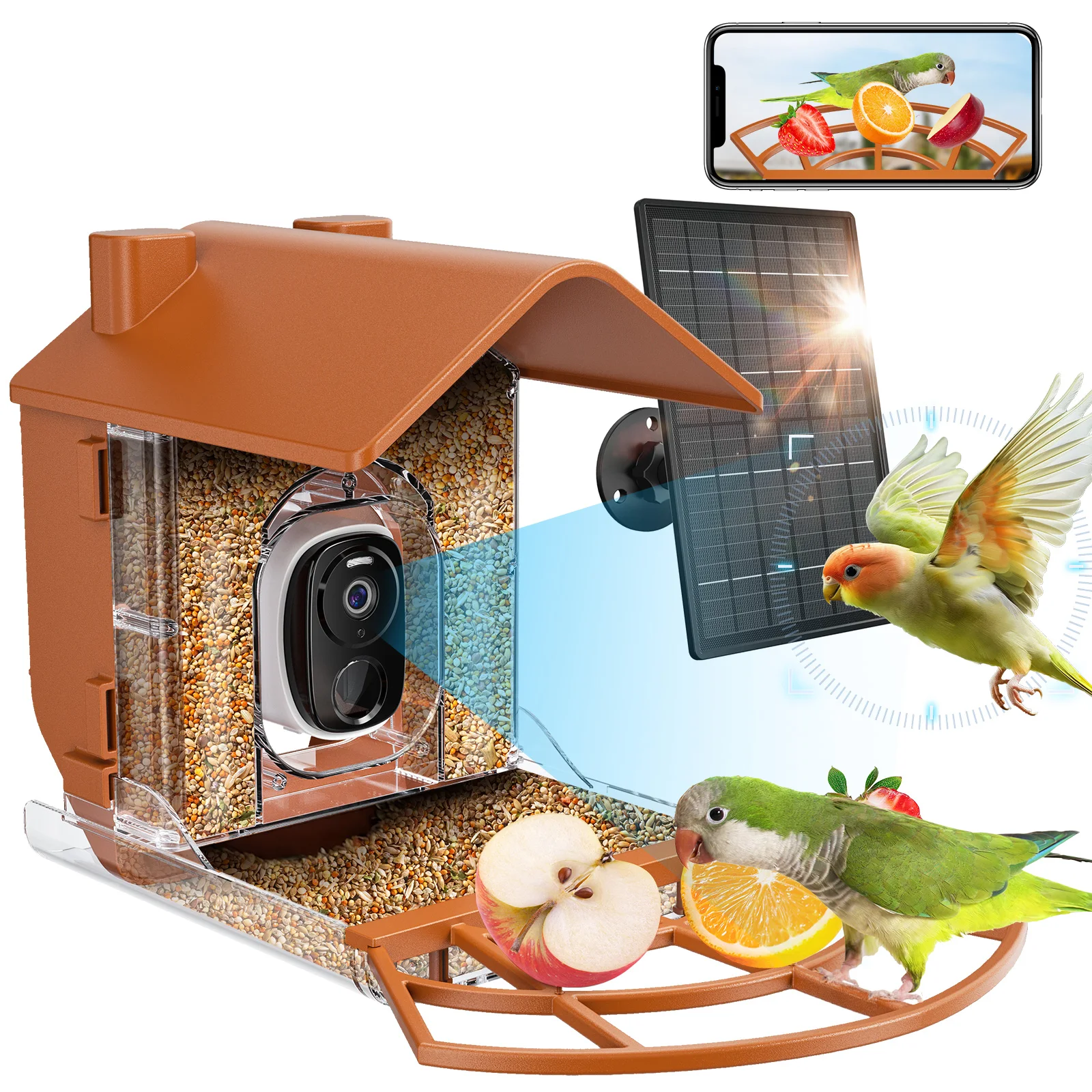 

Bird Feeder with Camera,Solar Powered Smart Feeders Camera with Hd Ai Identify Wild Bird Watching Camera for Outdoors