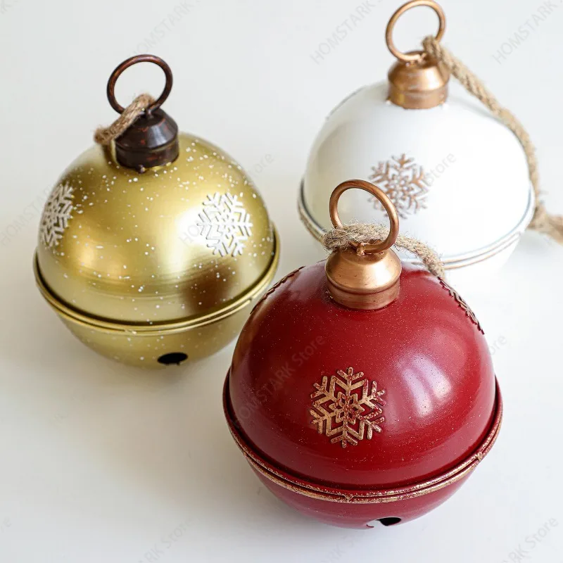 Large Vintage Iron Christmas Bell Ornament Metal Hanging Decor For Christmas Tree Wreath Holiday Scene Layout