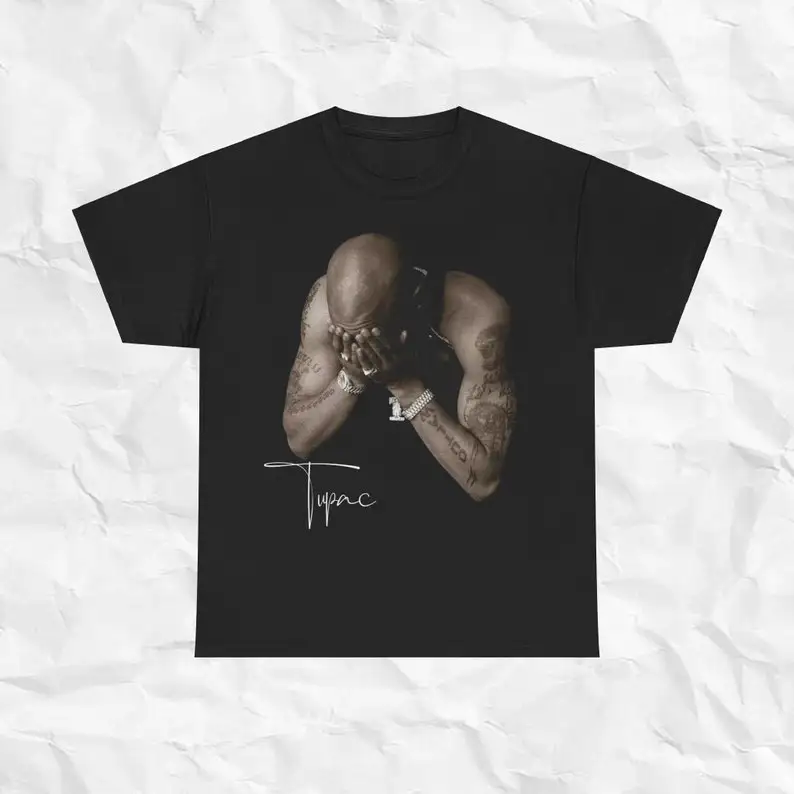 Retro 90s 2Pac Tupac Shakur Shirt Big Face Head Vintage Style Graphic Hip Hop T-Shirt Unisex C
