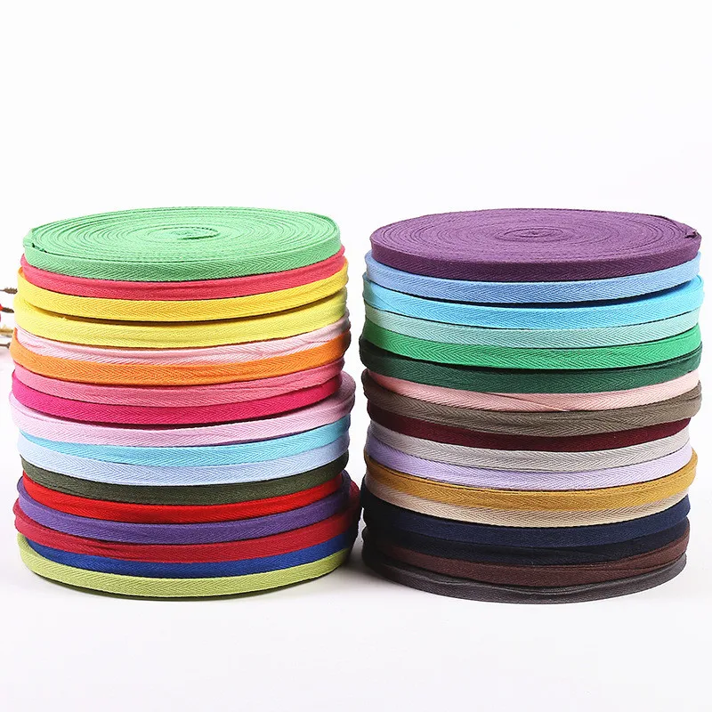 50yards 10mm Multicolour Chevron Cotton Tape Ribbon Webbing Herring Bonebinding Tape Lace Trimming for Packing DIY Accessory