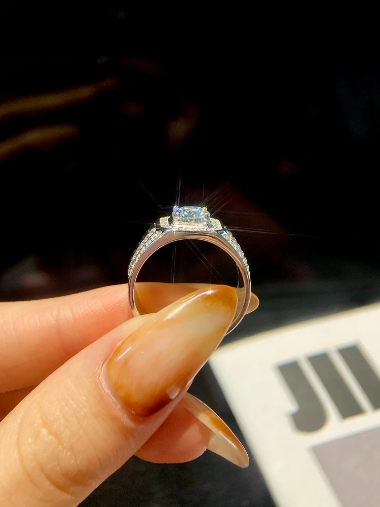 Echte 1CT zertifizierte Luxus-Moissanit-Diamant-Verlobungsringe für Herren, Jubiläums- und Hochzeitsringe, hochwertiger Schmuck – Detail 2