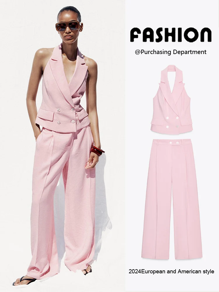 เสื้อกั๊กผู้หญิงคอลเลคชั่นใหม่ ซัมเมอร์ 2025 รุ่น 60824 62 กางเกงขายาวทรงกว้าง รุ่น 608024 62 ชุดทำงานถักนิต สไตล์ลำลอง ใส่ทำงานได้