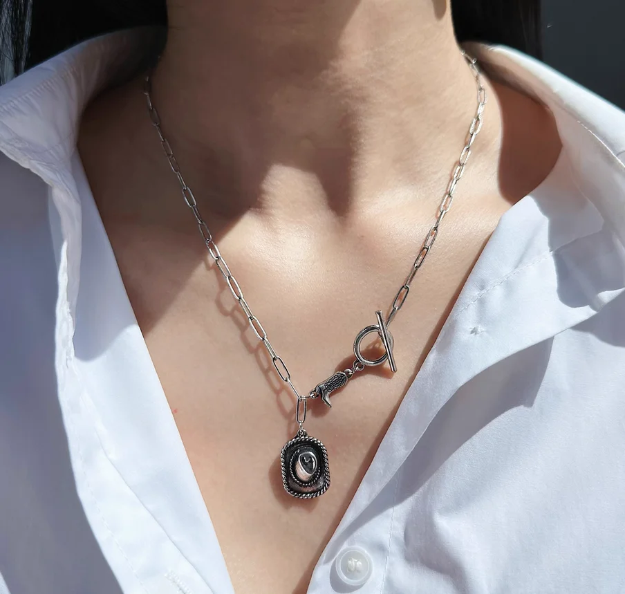 Foreign trade jewelry retro personality Western cowboy boots earrings hat pendant OT buckle necklace