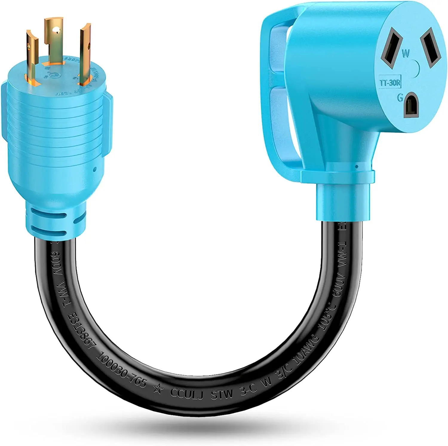 سلك محول مولد RV CircleCord 3 Prong 30 أمبير، سلك محول مولد 4 شقوق إلى 3 شقوق