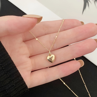 Korea Ins Fashion Simple Design Gold Color Heart Pendant Necklace Ladies Personality Trend Party Jewelry Accessories