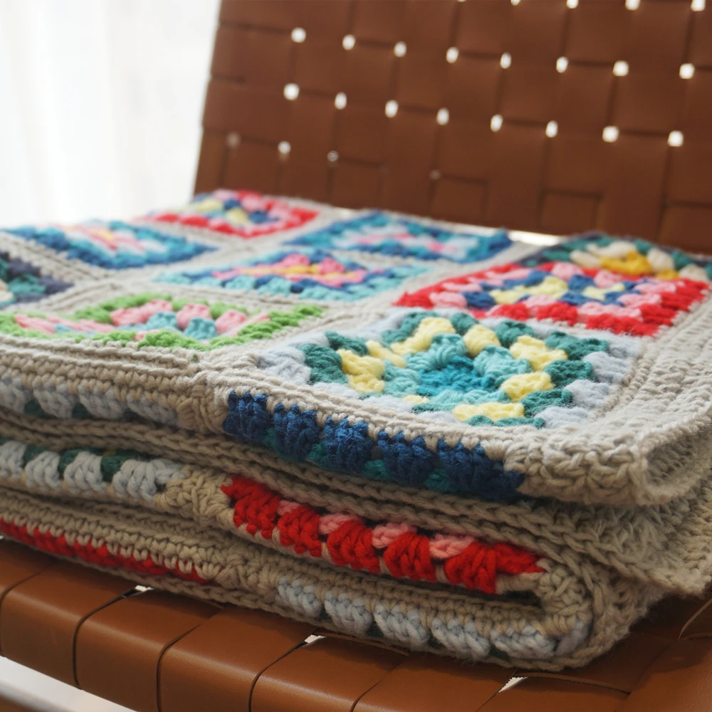 Handmade Crochet Granny Square Blanket Home&living Wedding Gift Home Decoration 51x51 in