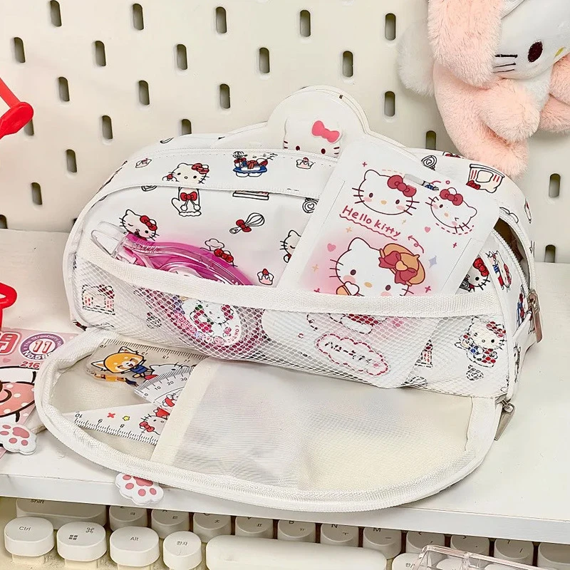 Sanrio Hello Kitty Pencil Case Cute Anime Cartoon KT Large Capacity Pencil Case Cosmetic Bag Stationery School Supplies Gifts