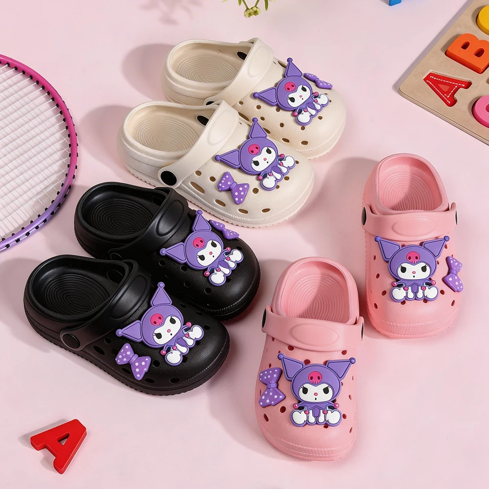 Sanrio Children Slippers Lightweight Anti-slip Kuromi Cartoon Sandals For Girls & Boys Non-slip Indoor Outdoor Beach Shoes