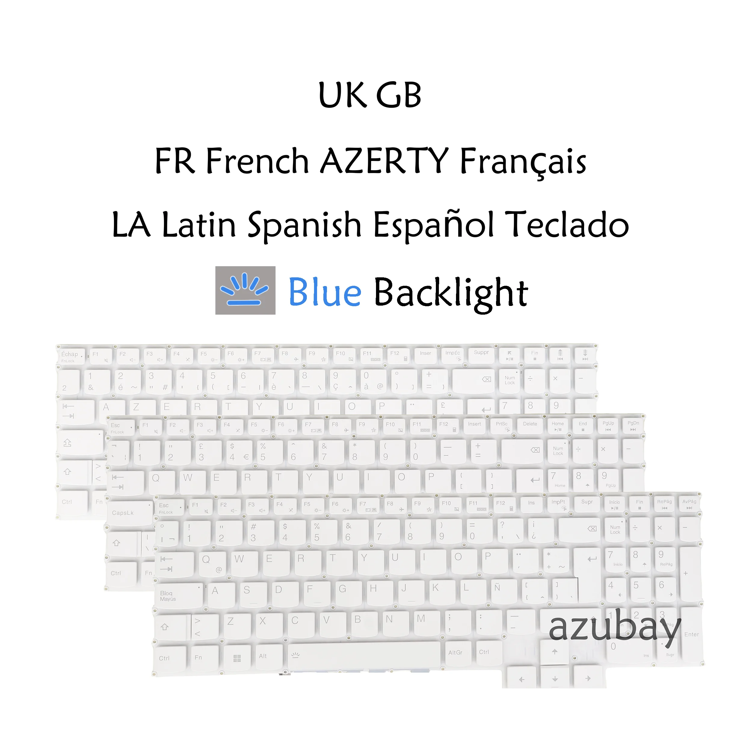

UK LA Spanish French AZERTY Laptop Keyboard For Lenovo Legion 5-15ARH7 5-15ARH7H 5-15IAH7 5-15IAH7H PT5CYXBG Blue Backlit, White