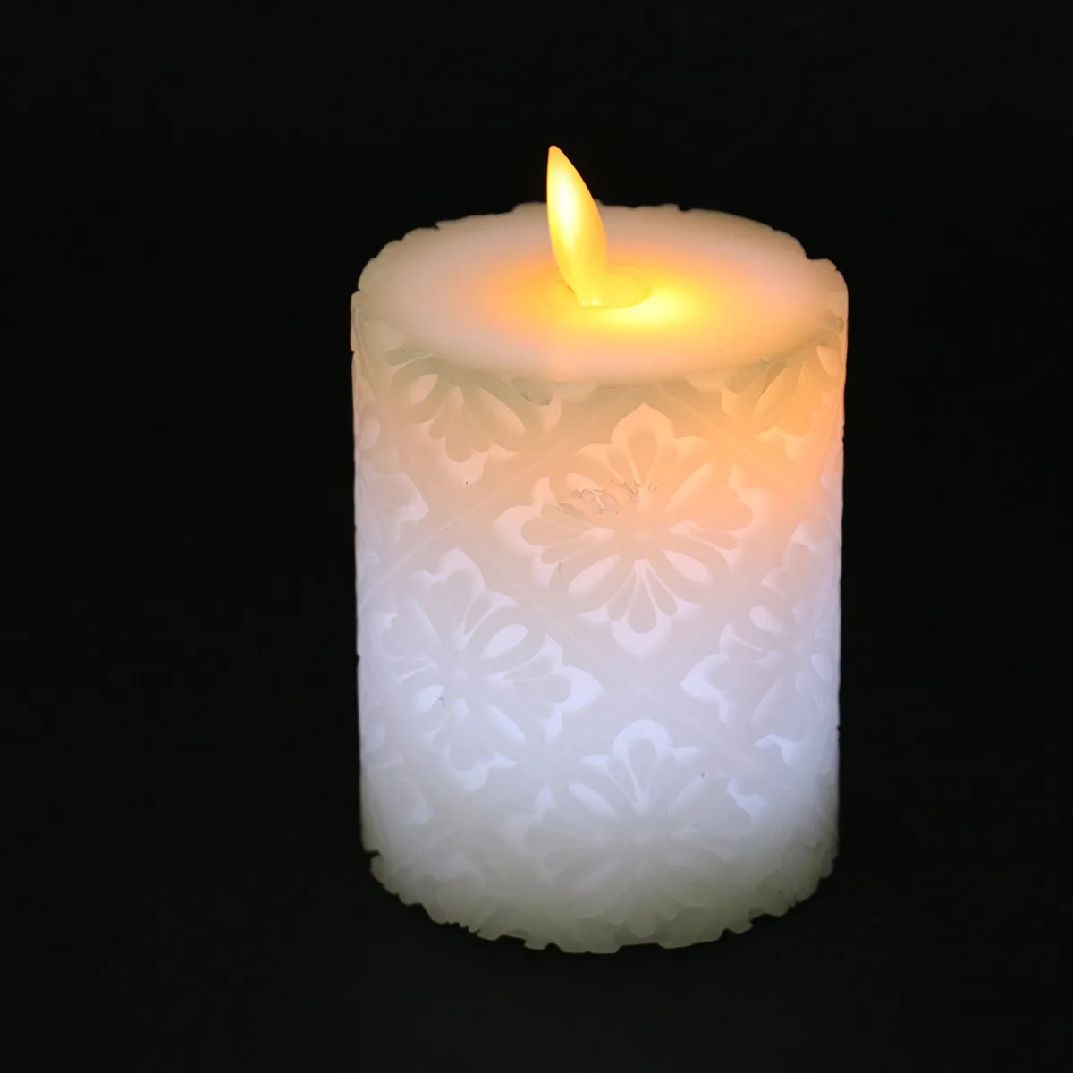 

Led Electronic Lamp Flat Mouth Hollow Design Realistic Flameless Tealight For Wedding Party Home Decor Warm Light