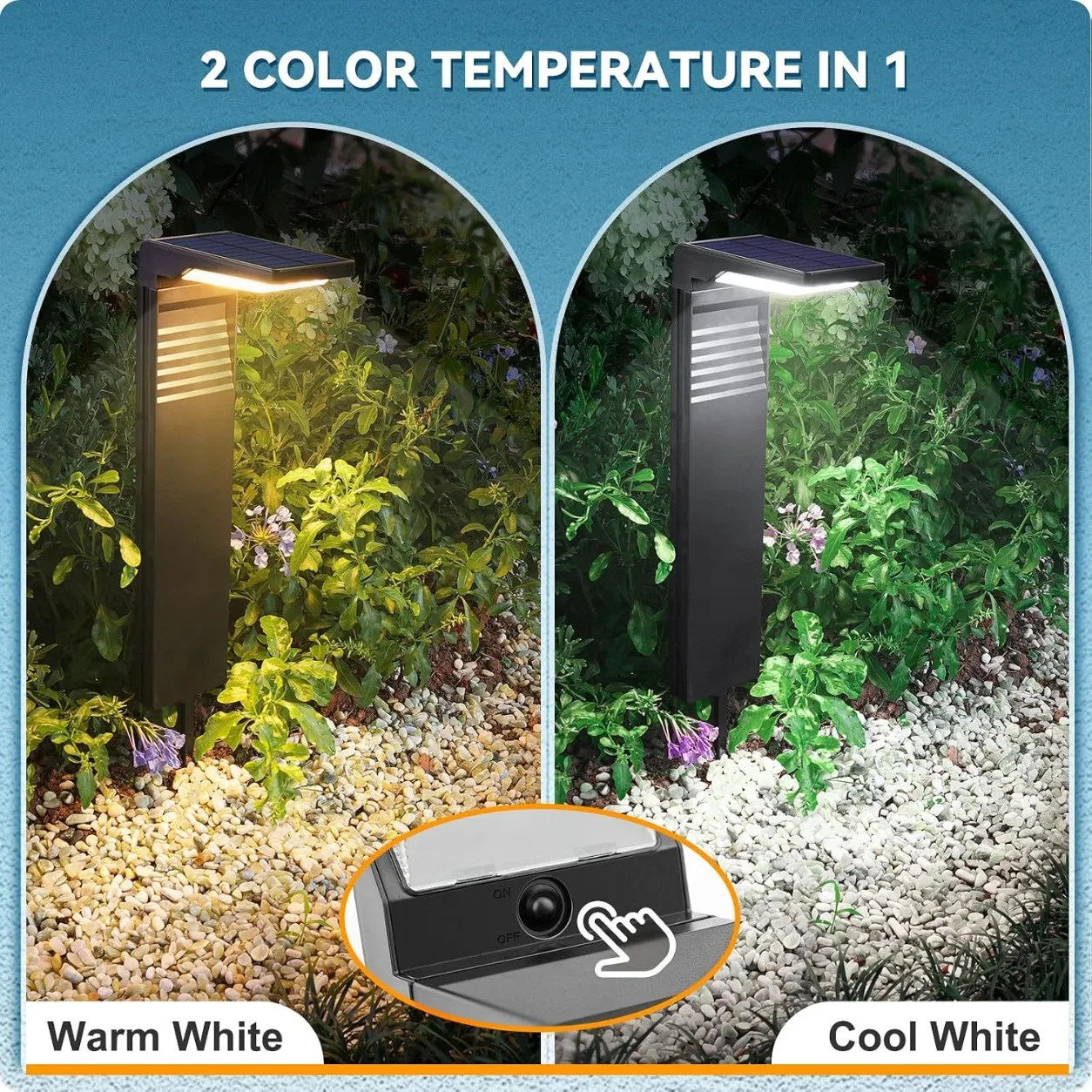 JOYINLED 1/2PCS Solar Pathway Lights Outdoor Warm White Cool White Solar Garden Lights Waterproof for Lawn Driveway Walkway Yard