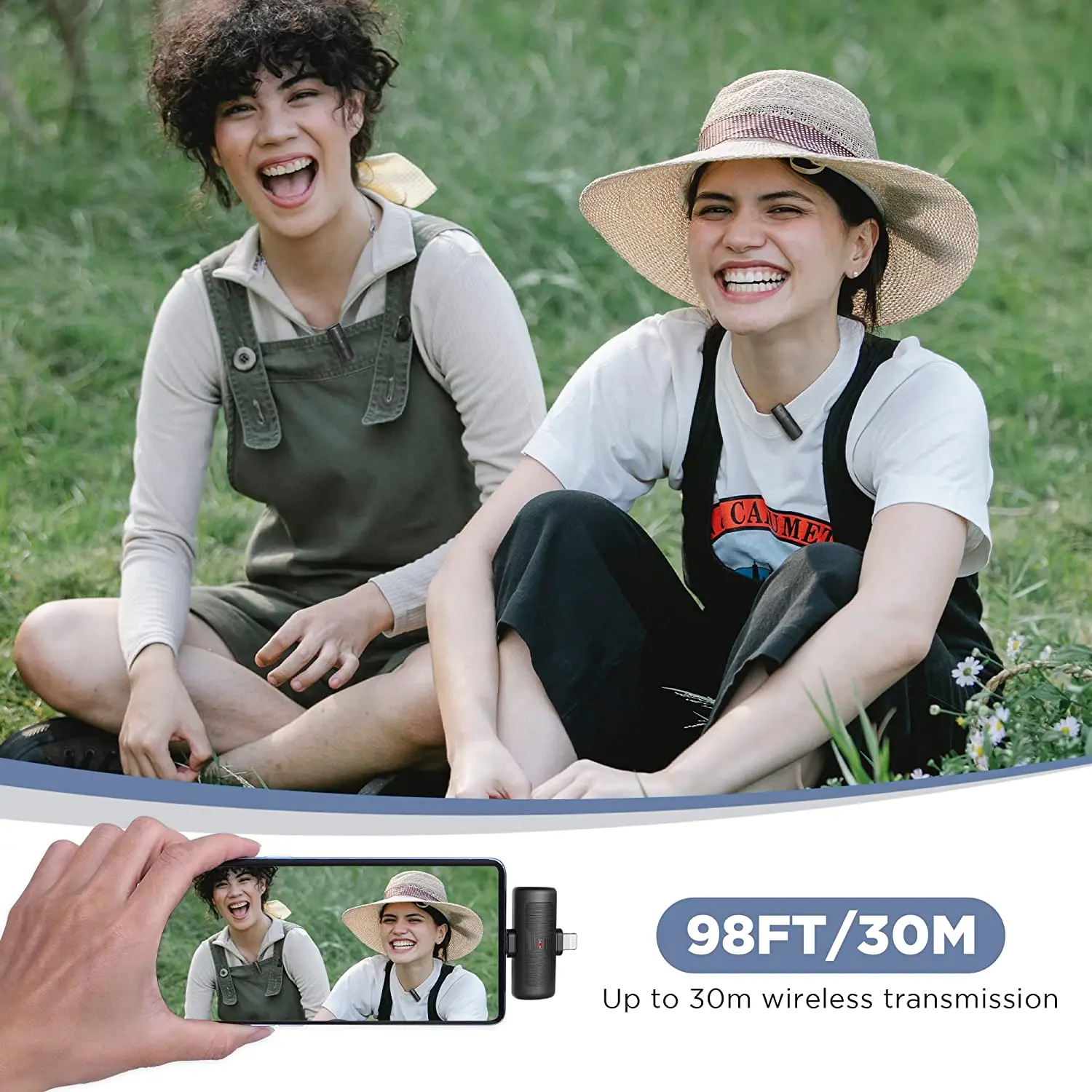 Bezprzewodowy mikrofon do klapy Lavalier dla iPhone Android typu C telefon komórkowy na żywo Streaming Youtube Vlogging BOYA MIC-W1