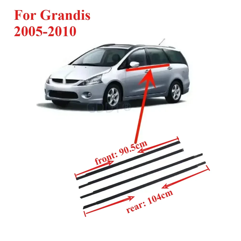 4 Pieces Outside Window Glass Rubber for Grandis 2005-2010 MR959683 Sealing Rubber Protect Outside Water Retaining Strip Black