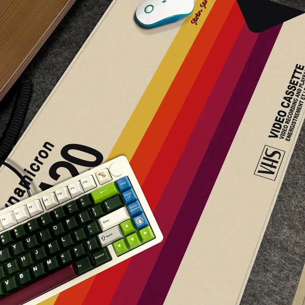 

Retro V-VHS Style Mouse Pad Xxl Computer Large Size Non-slip Gamer Keyboard 90x40cm Art Design HD Deskmat