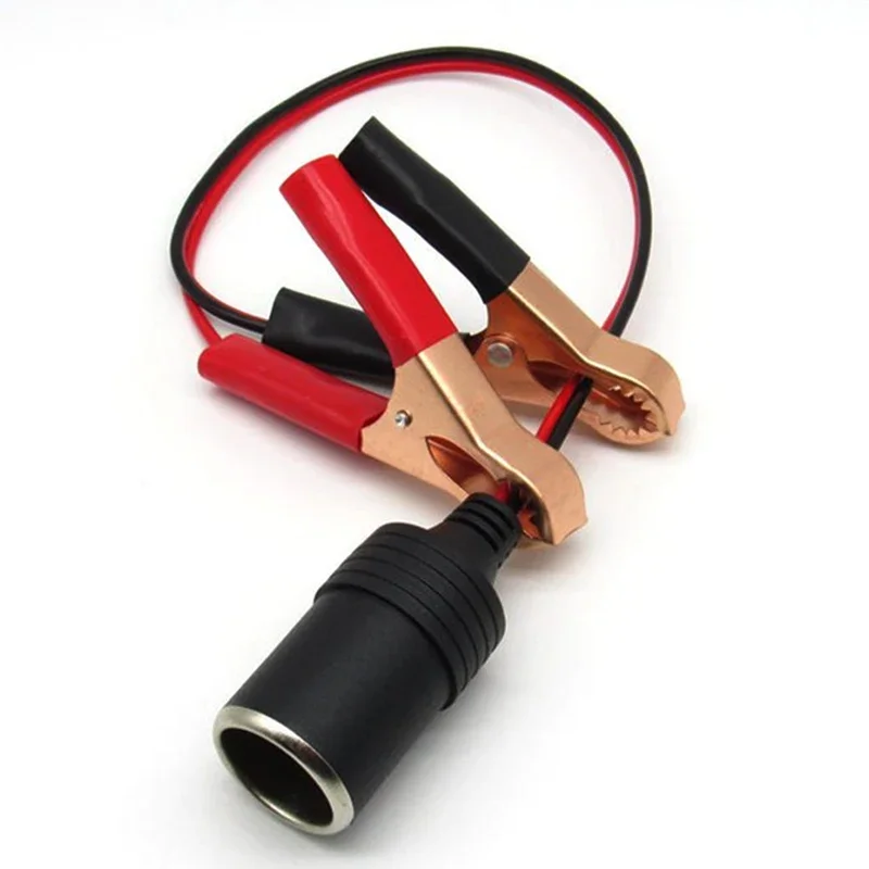 1PCS 12V Power Car Cigarette Lighter Female To Alligator Clip Extension Connector To Terminal Clip-on Battery Adapter