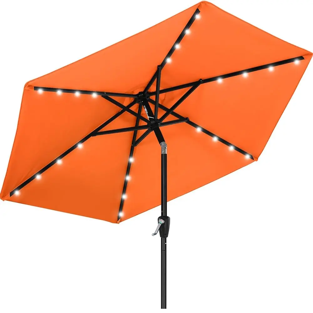 

Patio Umbrella With Solar Led Lights (7.5Ft,Orange)