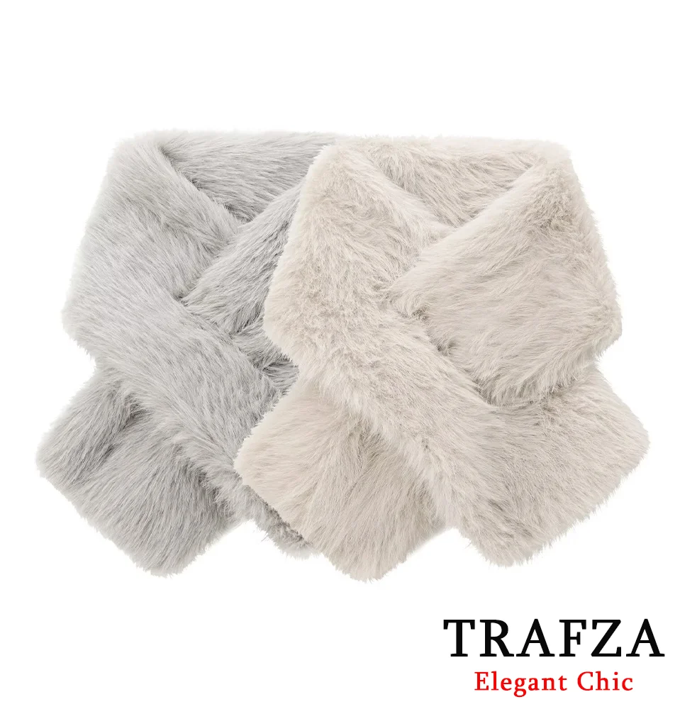 TRAFZA-Women Elegant Fur-Effect Scarf Fall Winter Vintage Faux Fur Scarf New 2024 Fashion Classic Casual Versatile Scarf