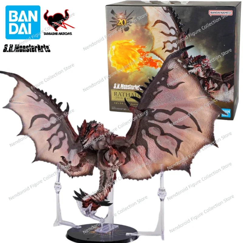 Original In Stock Bandai S.H.MonsterArts SHM Monster Hunter Male Fire Dragon 20th Anime Action Figure Toy Gift Model Collection