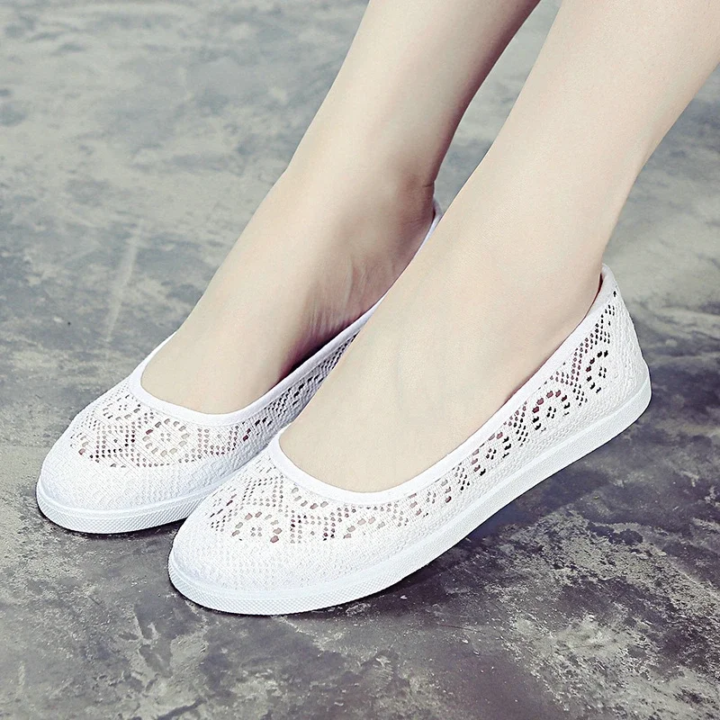 Comemore 2022 Spring Summer Canvas Nurse Women\'s Slip-on Shoes Low Wedge Heel Solid Women Platform Casual Flat Soft Bottom Woman